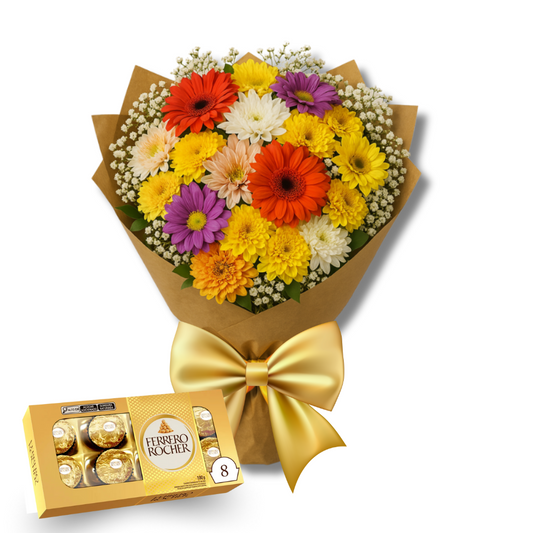 Buquê de Flores do Campo com Ferrero Rocher